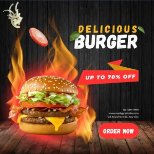 Green and Red Illustrated Burger Sale Instagram Post