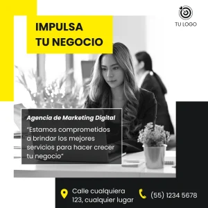 Instagram Post Negocios Marketing Negro Amarillo
