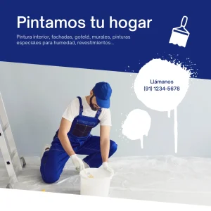 Post de Instagram Pintamos tu hogar moderno no fotografía y color azul