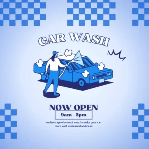 Blue Retro Creative Car Wash Poster (1080 x 1080 px)