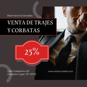 Post para facebook venta de trajes y corbatas marron y rojo elegante (1080 x 1080 px)